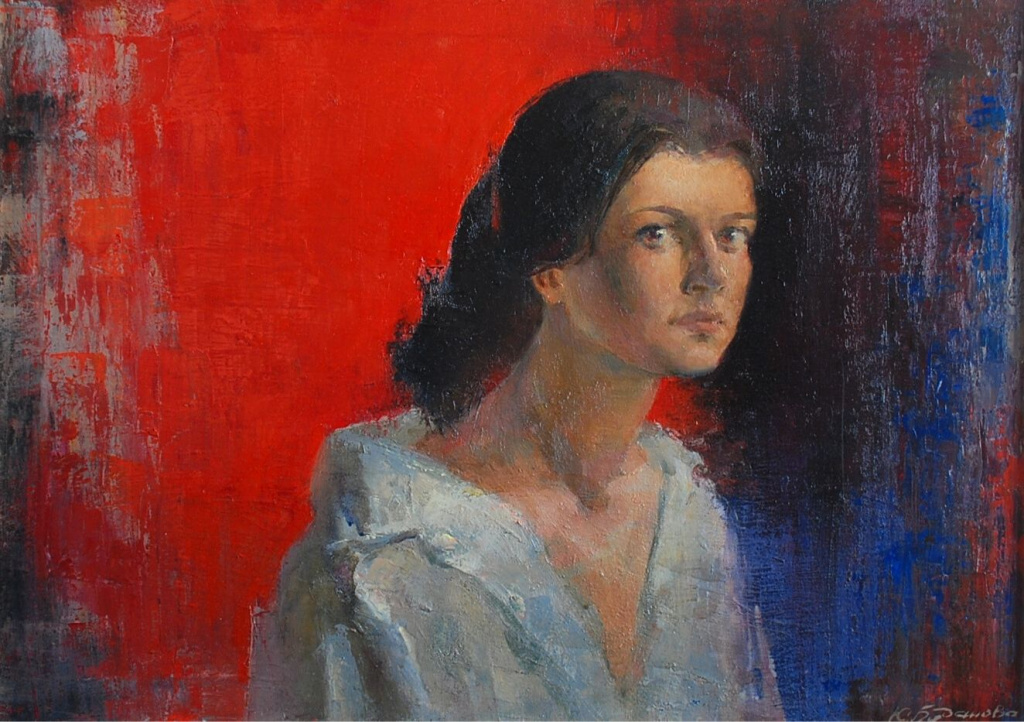 Ю. Буданова. Автопортрет на красном