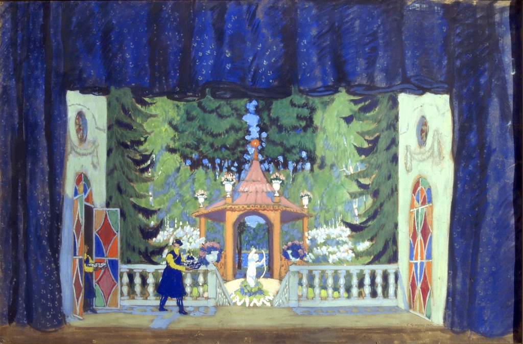 Кустодиев Б. М. Эскиз декорации к постановке «Горячее сердце»